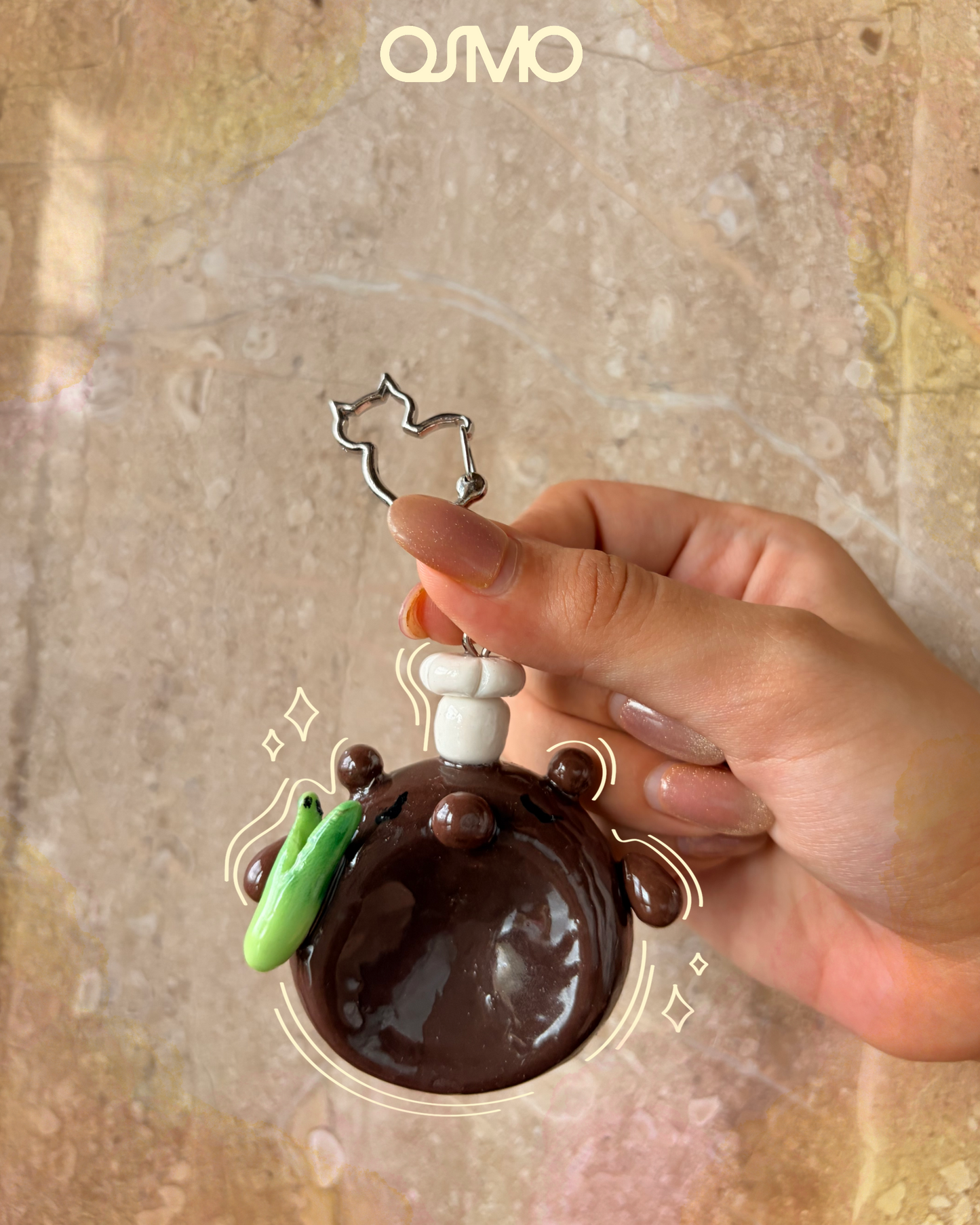 Bean Sprout Clay Keychain