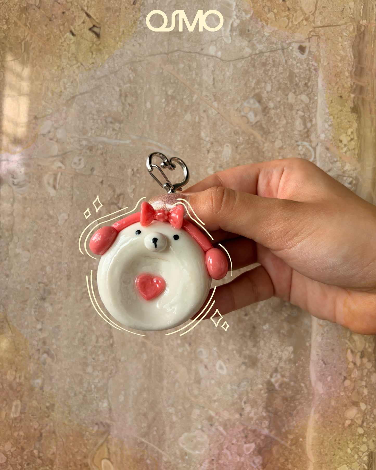 Rosie Puff Clay Keychain