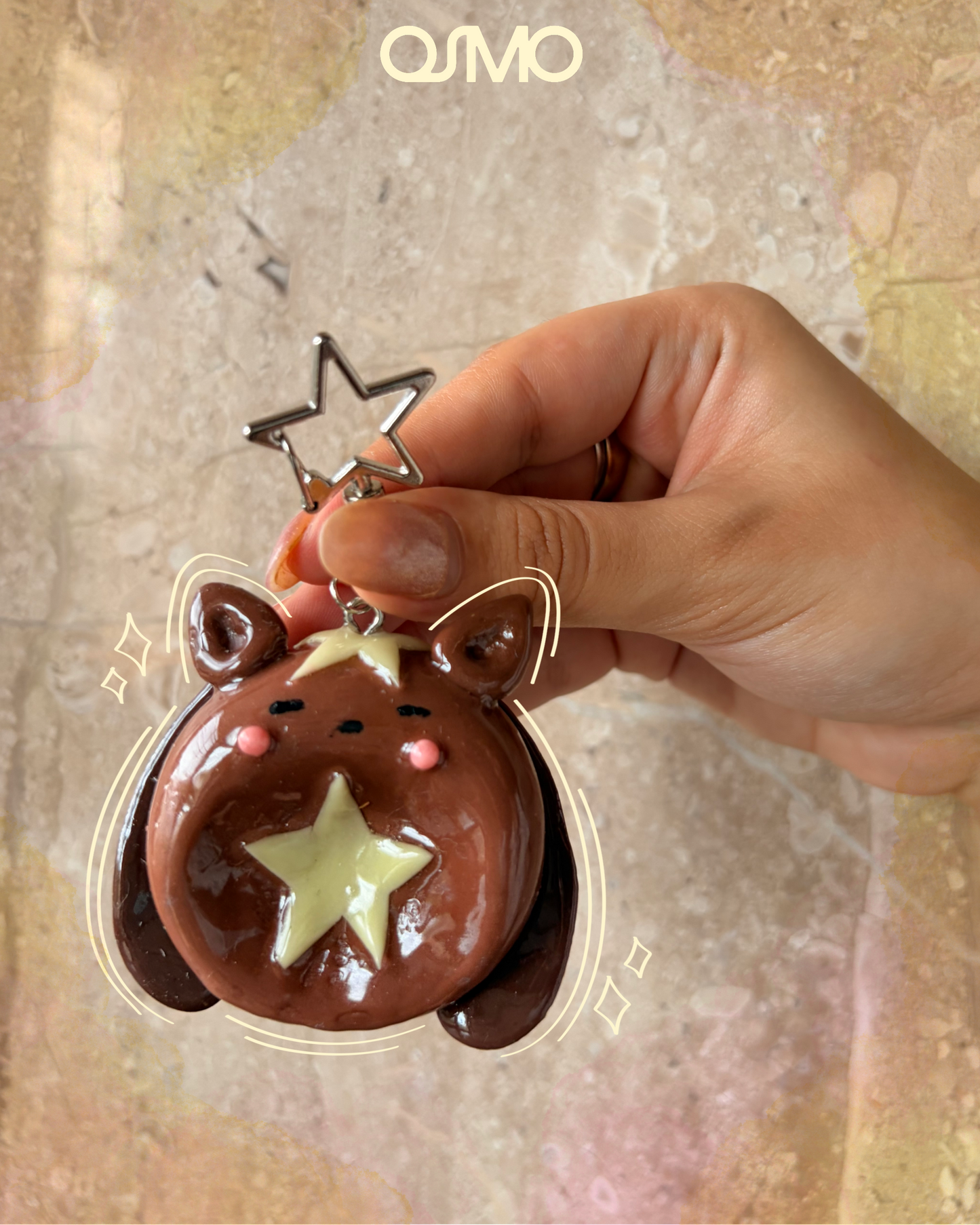 Dark Brown Suu Clay Keychain