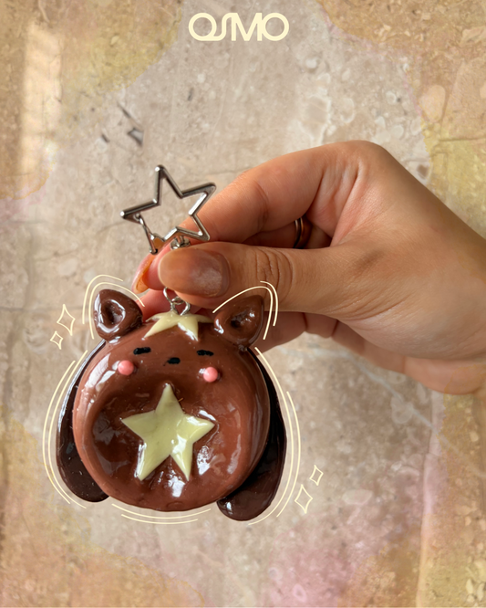 Dark Brown Suu Clay Keychain